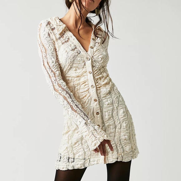 Free People Dresses & Skirts - Red Free People Lace Mini Dress W/ Slip!